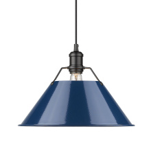 Golden 3306-L BLK-NVY - Yep by Golden Lighting Orwell 1-light 14in Pendant in Matte Black and Navy Blue shade